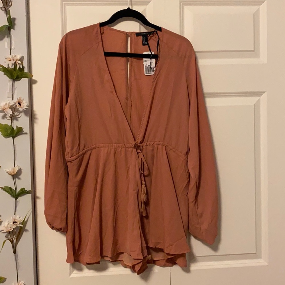 Forever21 Rosy Pink/Muave long sleeve romper